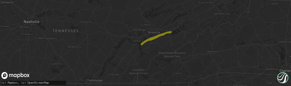 Hail map in Friendsville, TN on October 21, 2025