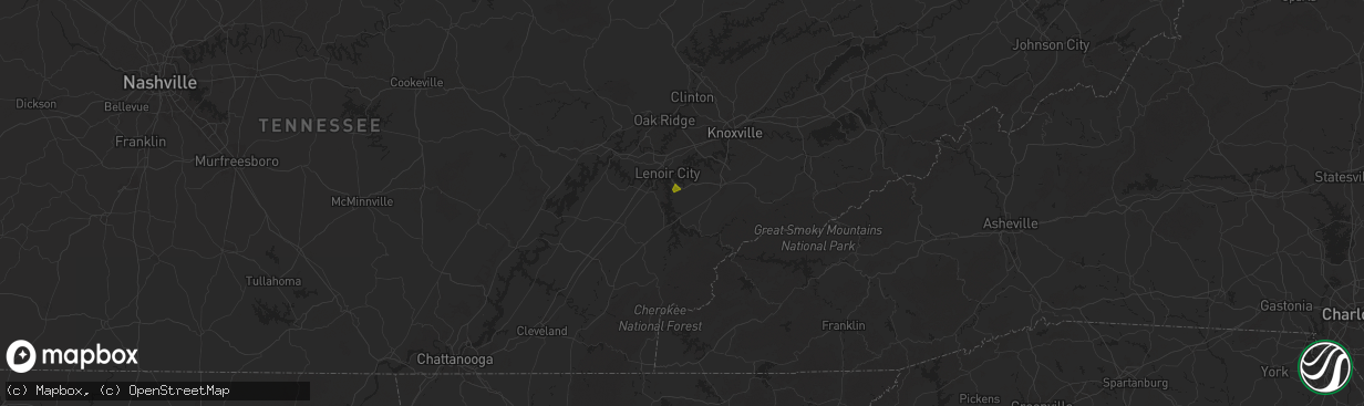 Hail map in Greenback, TN on October 21, 2025