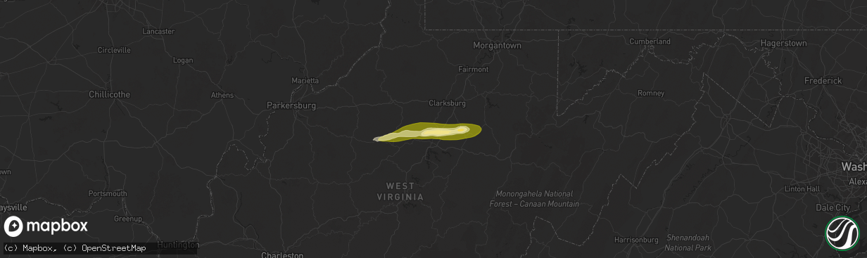 Hail map in Jane Lew, WV on October 21, 2025