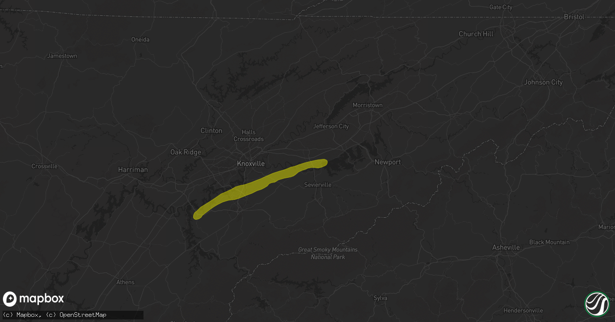 Hail map in Kodak, TN on October 21, 2025