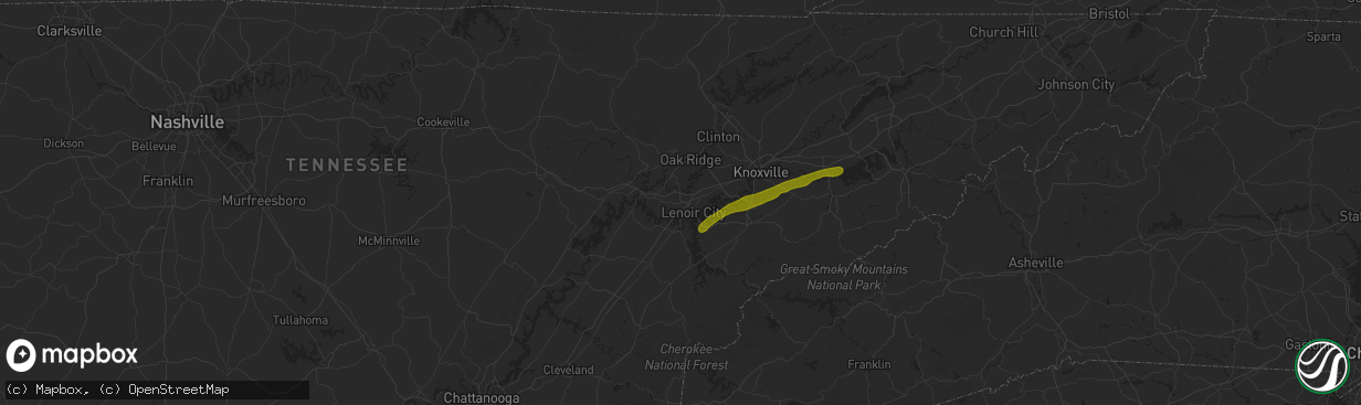 Hail map in Lenoir City, TN on October 21, 2025