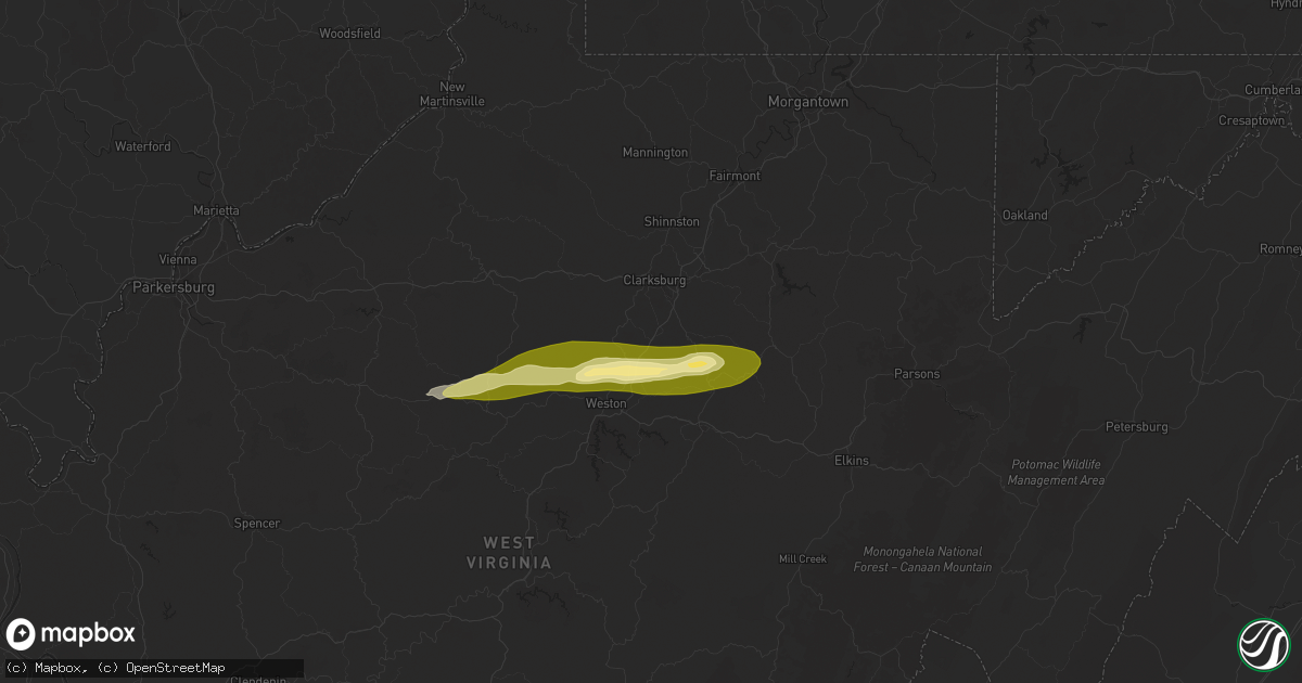 Hail map in Lost Creek, WV on October 21, 2025