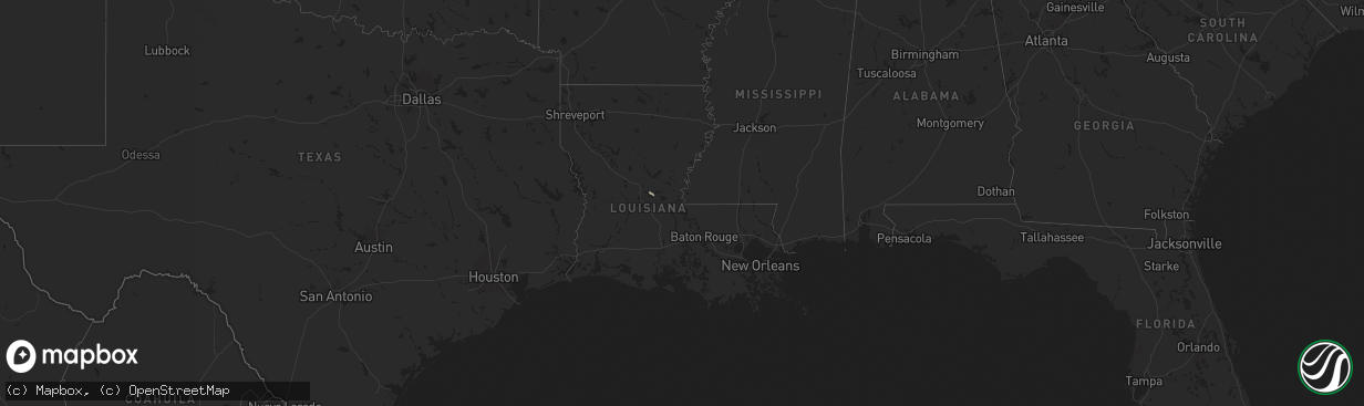 Hail map in Louisiana on October 21, 2025