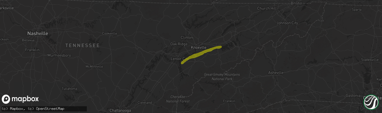 Hail map in Louisville, TN on October 21, 2025