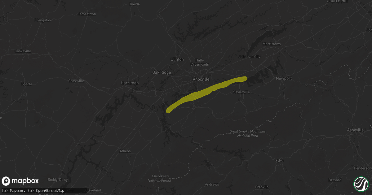 Hail map in Louisville, TN on October 21, 2025