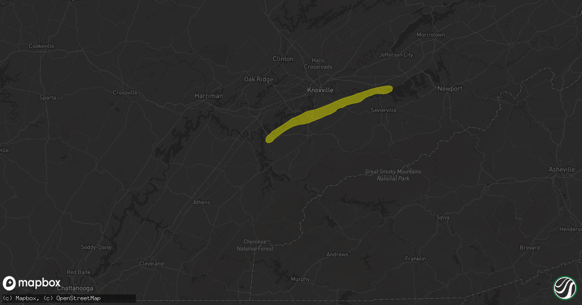 Hail map in Maryville, TN on October 21, 2025