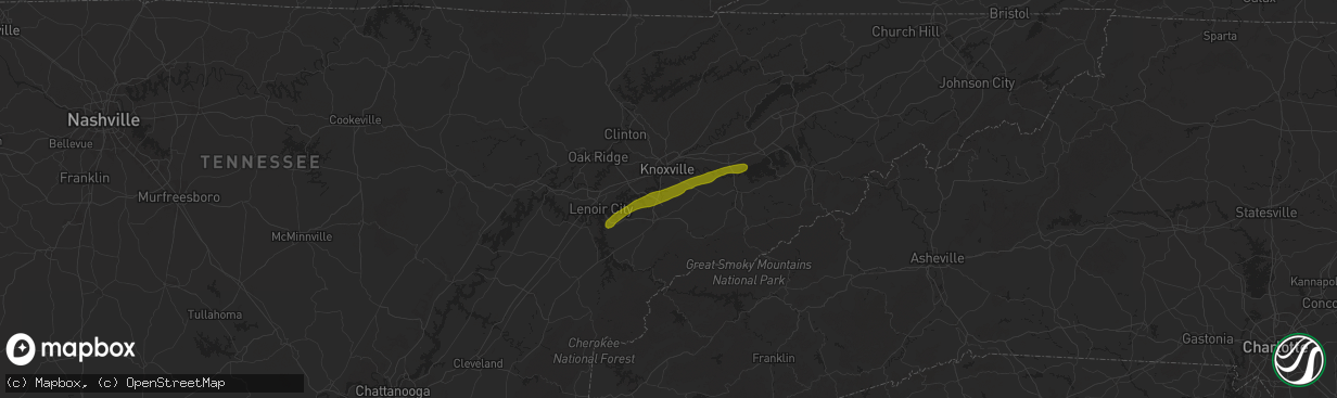 Hail map in Rockford, TN on October 21, 2025
