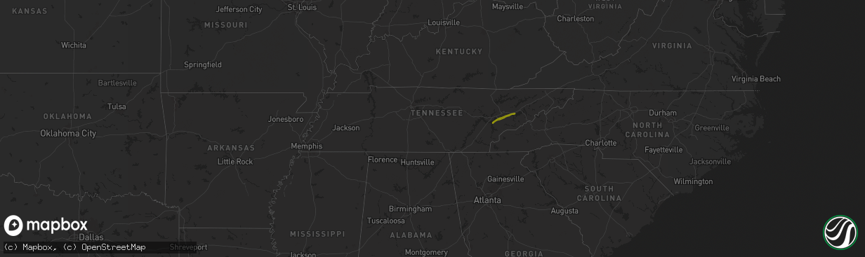 Hail map in Tennessee on October 21, 2025