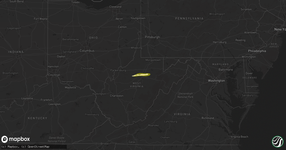 Hail map in West Virginia on October 21, 2025