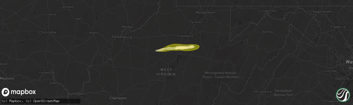 Hail map in Weston, WV on October 21, 2025
