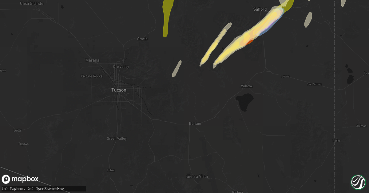 Hail map in Benson, AZ on October 21, 2026