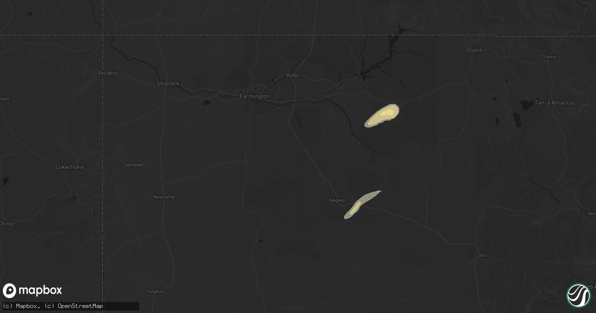 Hail map in Bloomfield, NM on October 21, 2026