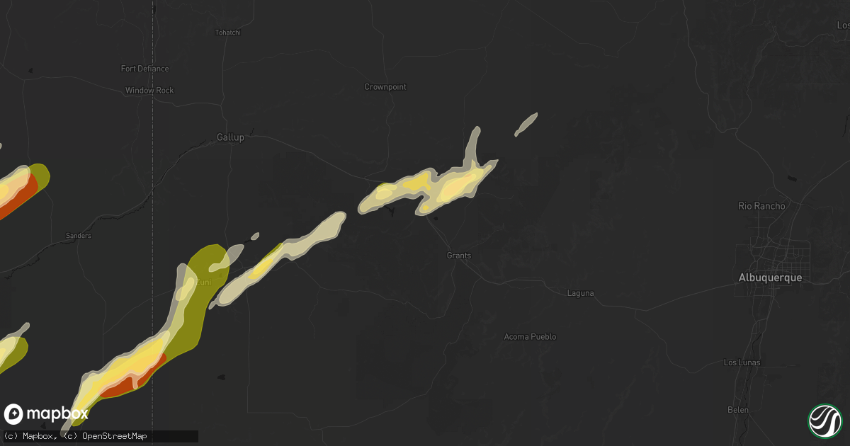 Hail map in Bluewater, NM on October 21, 2026