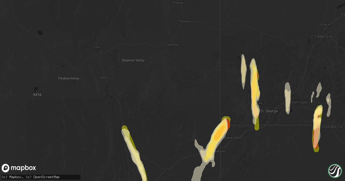 Hail map in Caliente, NV on October 21, 2026