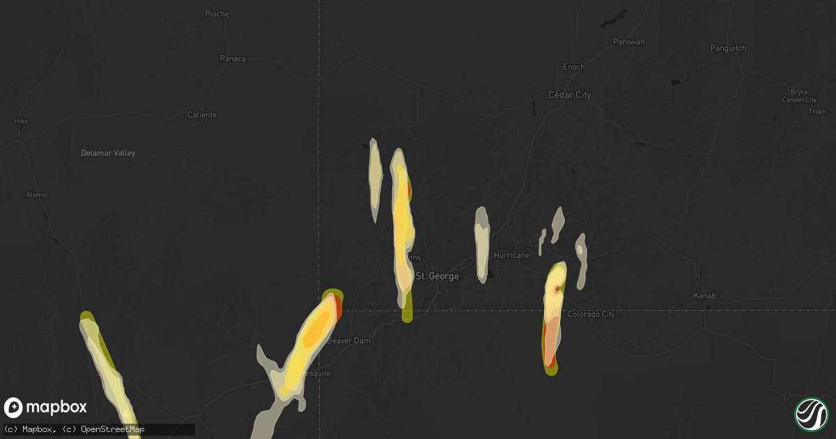 Hail map in Dammeron Valley, UT on October 21, 2026