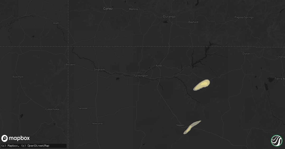Hail map in Farmington, NM on October 21, 2026