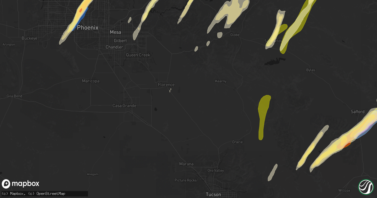 Hail map in Florence, AZ on October 21, 2026