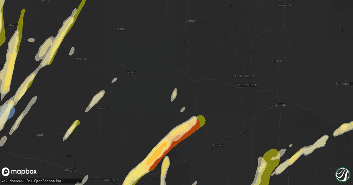Hail map in Ganado, AZ on October 21, 2026