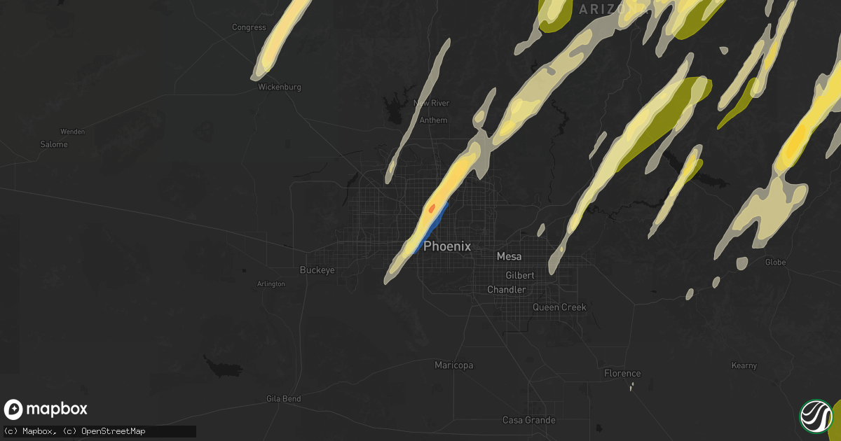 Hail map in Glendale, AZ on October 21, 2026