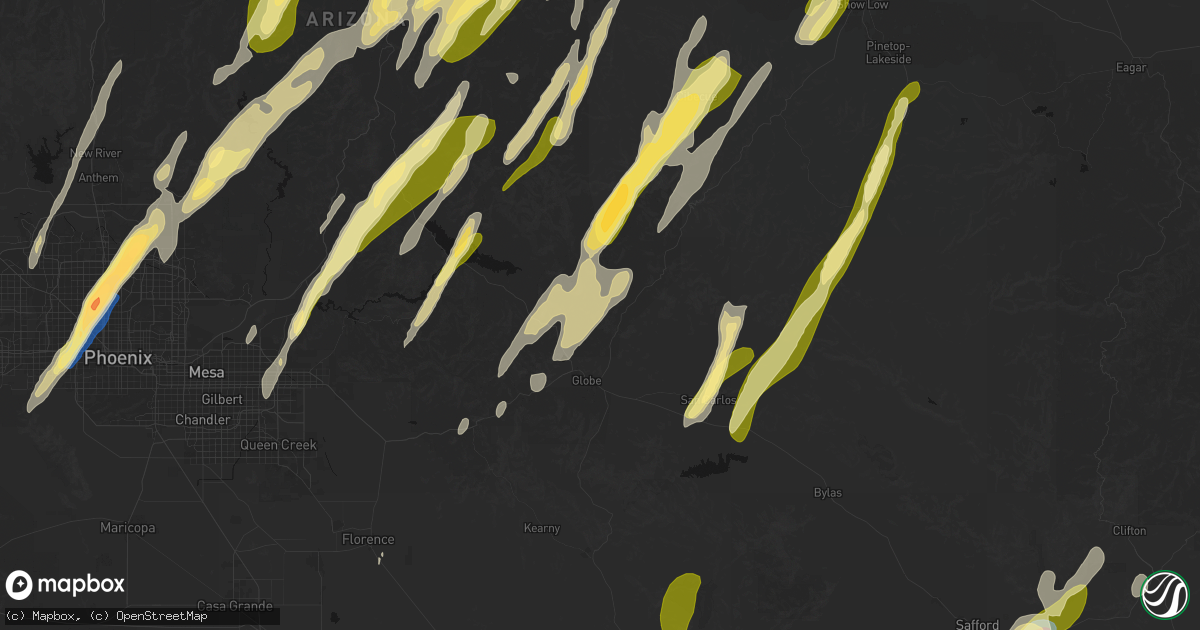 Hail map in Globe, AZ on October 21, 2026