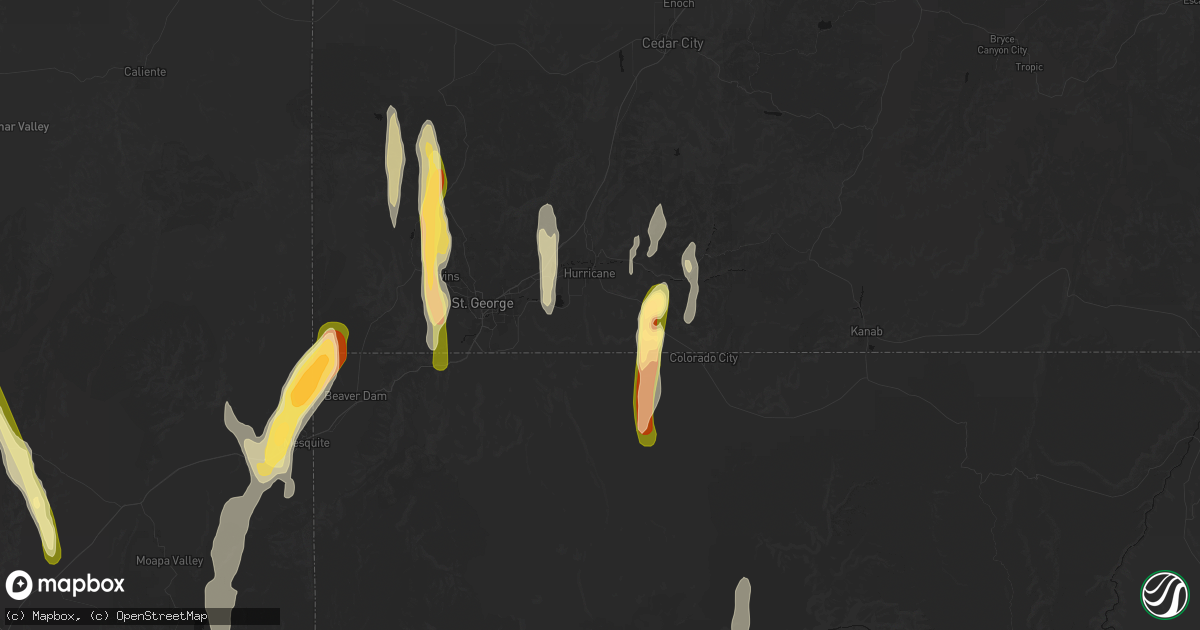 Hail map in Hurricane, UT on October 21, 2026