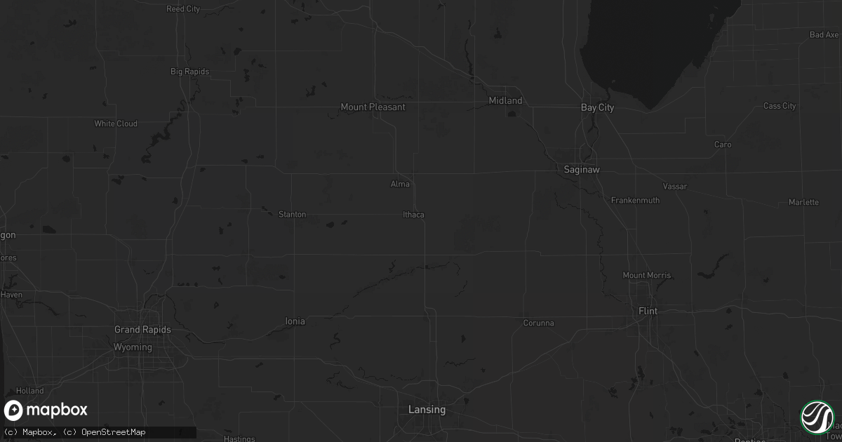 Hail map in Ithaca, MI on October 21, 2026