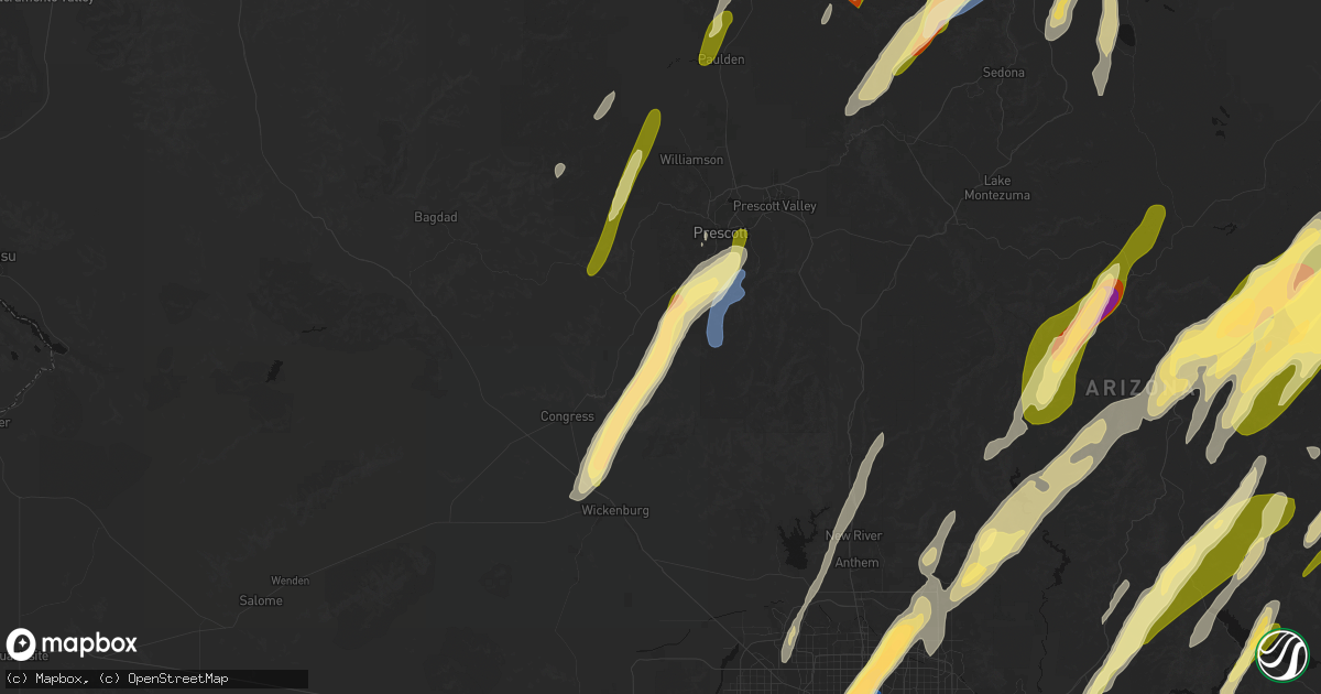 Hail map in Kirkland, AZ on October 21, 2026