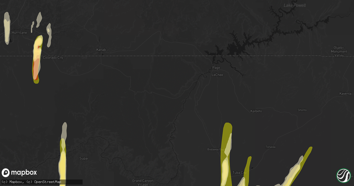Hail map in Marble Canyon, AZ on October 21, 2026