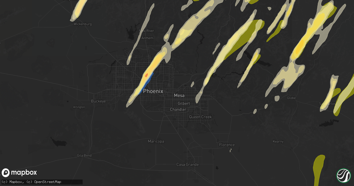 Hail map in Mesa, AZ on October 21, 2026
