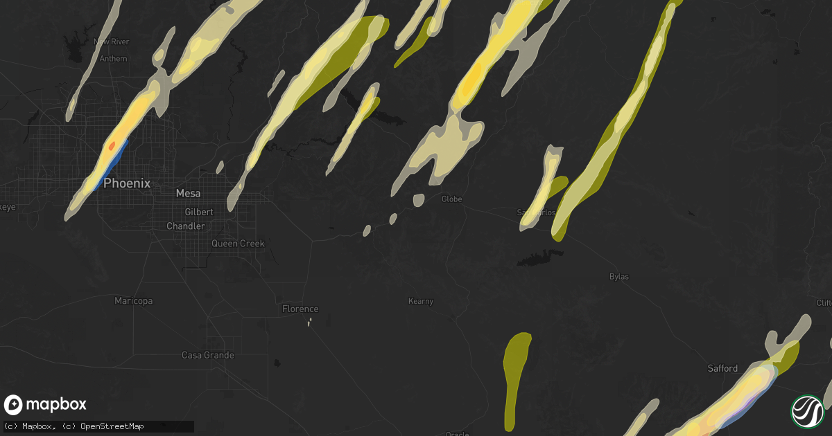 Hail map in Miami, AZ on October 21, 2026