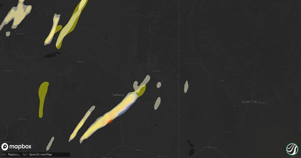 Hail map in Morenci, AZ on October 21, 2026