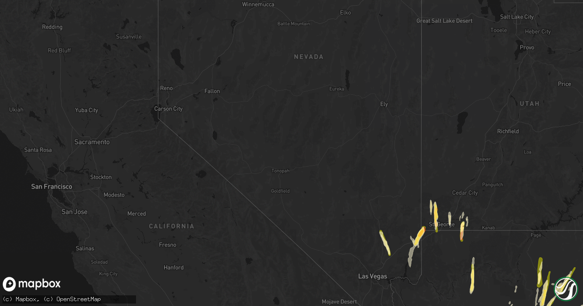 Hail map in Nevada on October 21, 2026