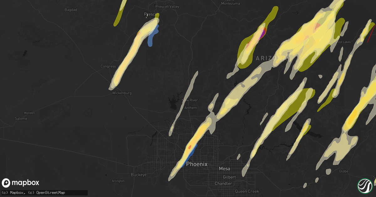 Hail map in New River, AZ on October 21, 2026