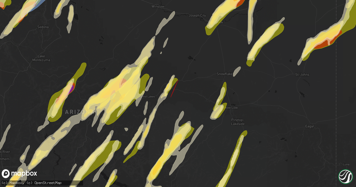 Hail map in Overgaard, AZ on October 21, 2026
