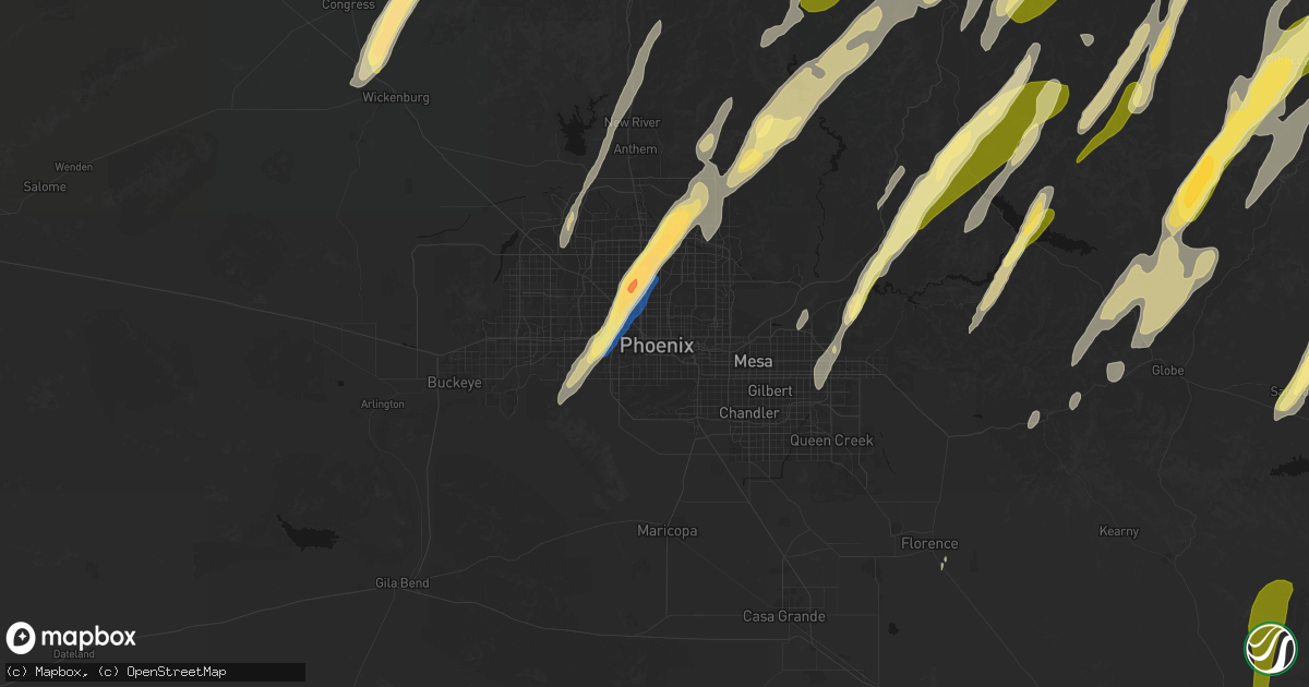 Hail map in Phoenix, AZ on October 21, 2026