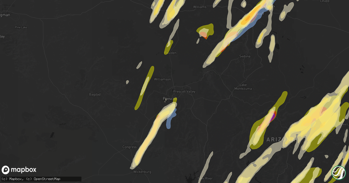 Hail map in Prescott, AZ on October 21, 2026
