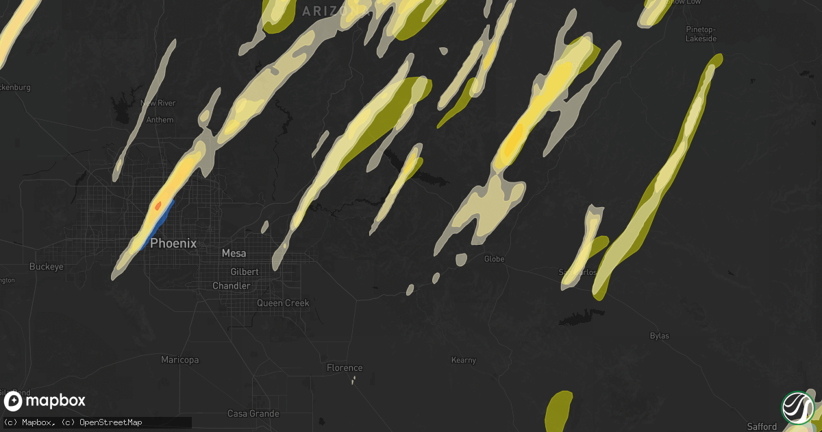 Hail map in Roosevelt, AZ on October 21, 2026