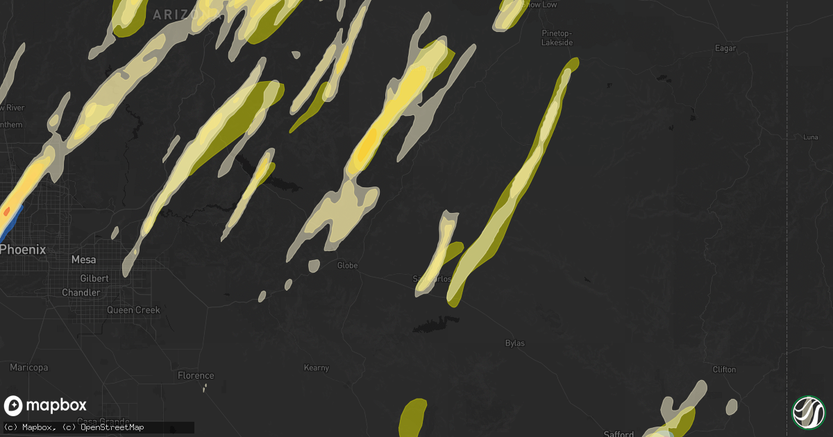 Hail map in San Carlos, AZ on October 21, 2026
