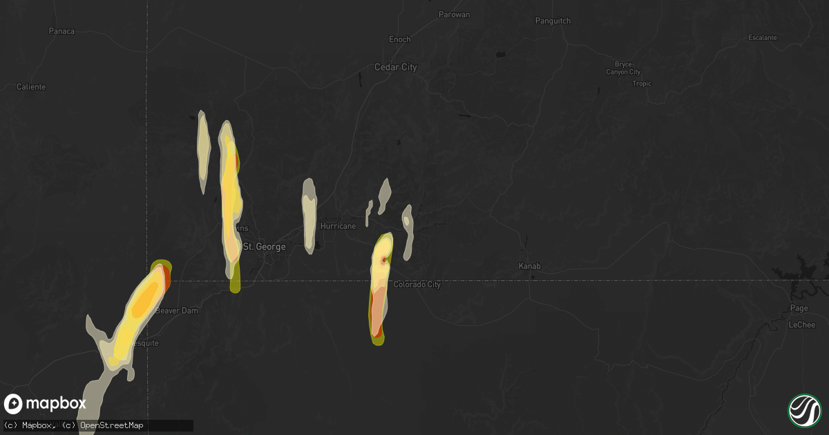 Hail map in Springdale, UT on October 21, 2026