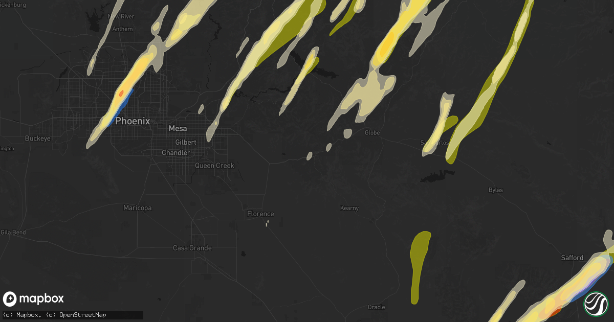 Hail map in Superior, AZ on October 21, 2026