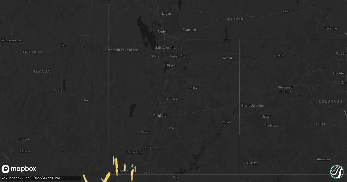 Hail map in Utah on October 21, 2026