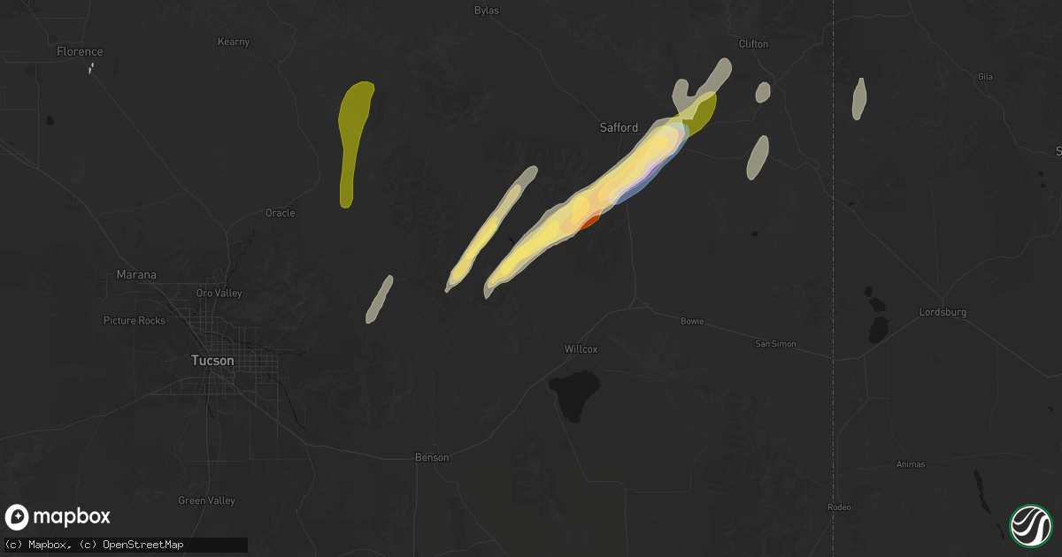 Hail map in Willcox, AZ on October 21, 2026