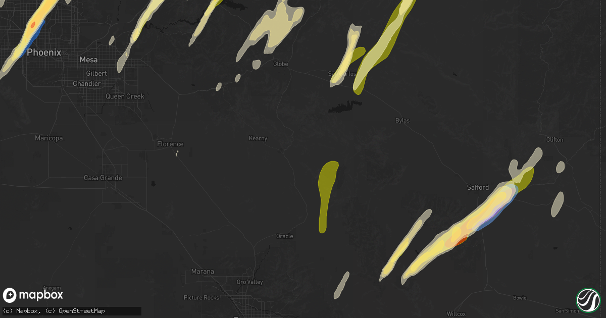 Hail map in Winkelman, AZ on October 21, 2026