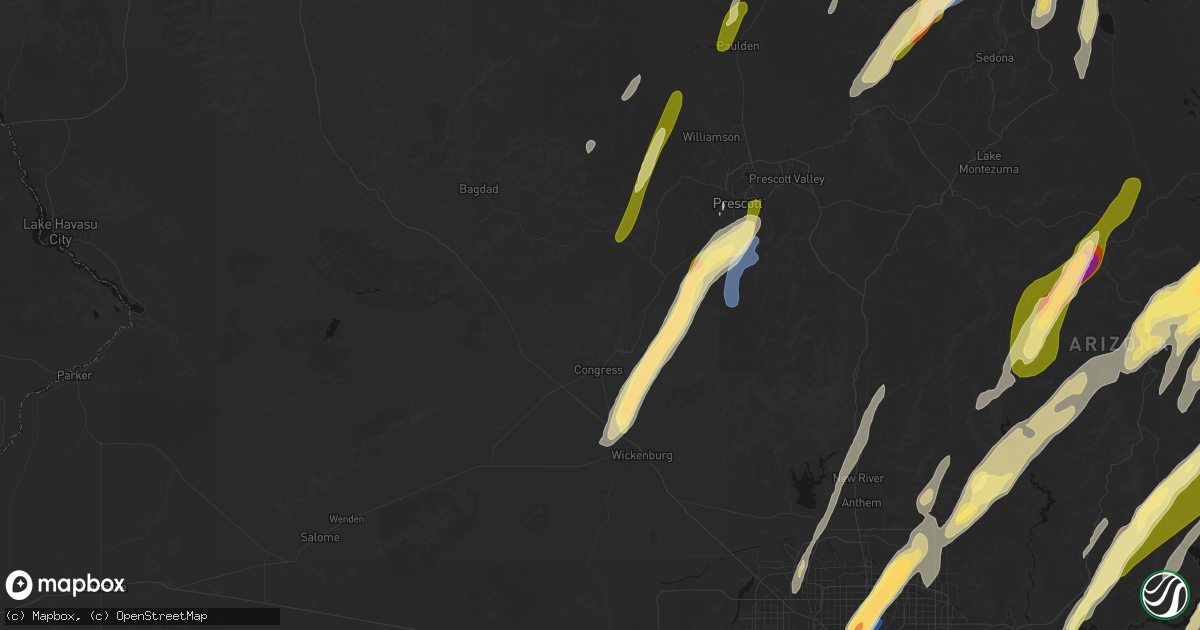 Hail map in Yarnell, AZ on October 21, 2026