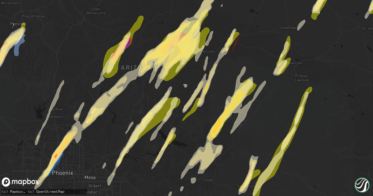 Hail map in Young, AZ on October 21, 2026