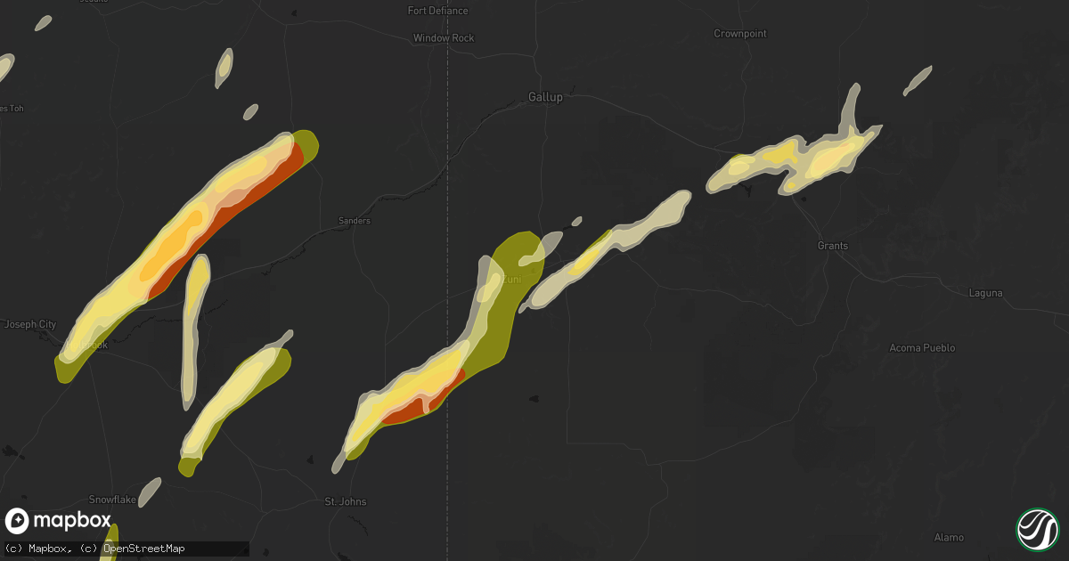 Hail map in Zuni, NM on October 21, 2026
