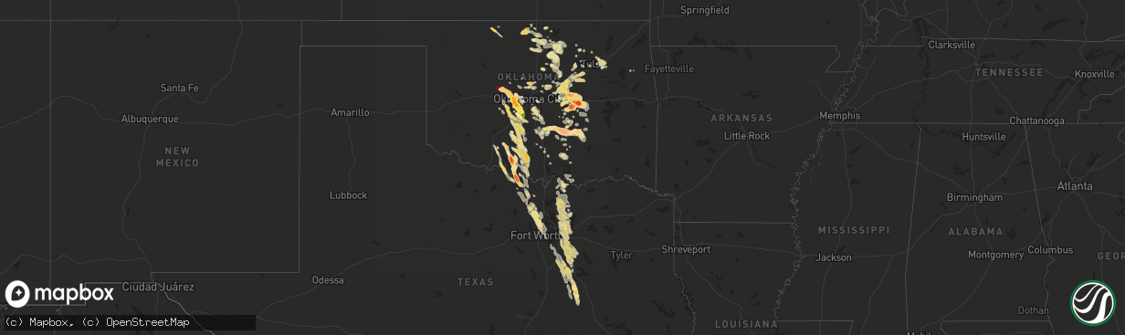 Hail map in Oklahoma on October 22, 2011