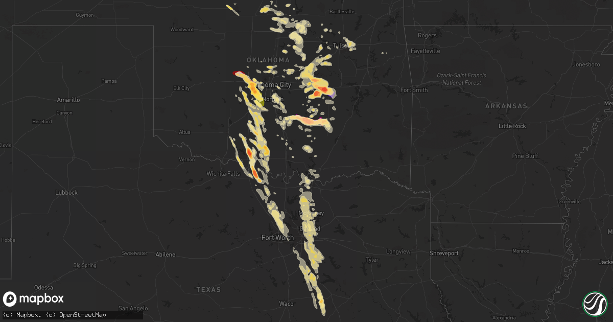 Hail map in Oklahoma on October 22, 2011