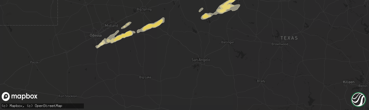 Hail map in Abilene, TX on October 22, 2015