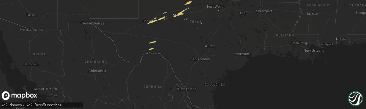 Hail map on October 22, 2015